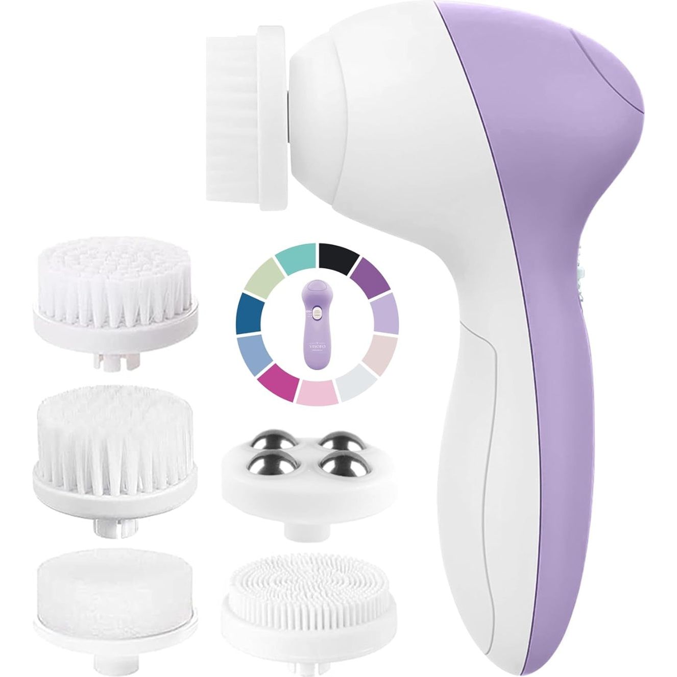 Face Scrubber | Facial Cleansing Brush Exfoliator Skin Care Products Beauty Products Powered Electric Wash Exfoliating Spin Cleanser Cleaning Scrub Including 7 Heads (Opal)