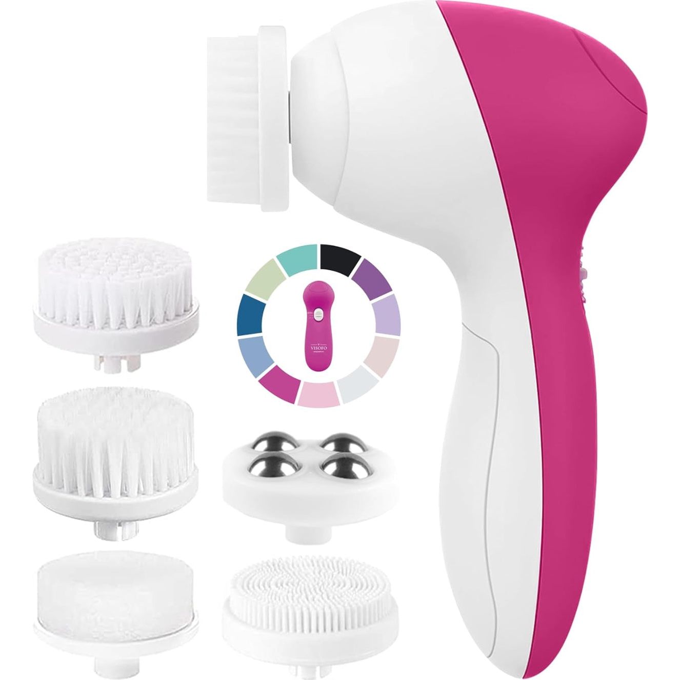 Face Scrubber | Facial Cleansing Brush Exfoliator Skin Care Products Beauty Products Powered Electric Wash Exfoliating Spin Cleanser Cleaning Scrub Including 7 Heads (Opal)