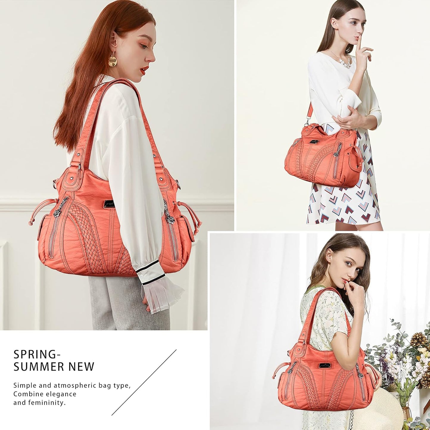 Purses and Handbags Women Fashion Tote Bag Shoulder Bags Top Handle Satchel Purses Washed Synthetic Leather Handbag