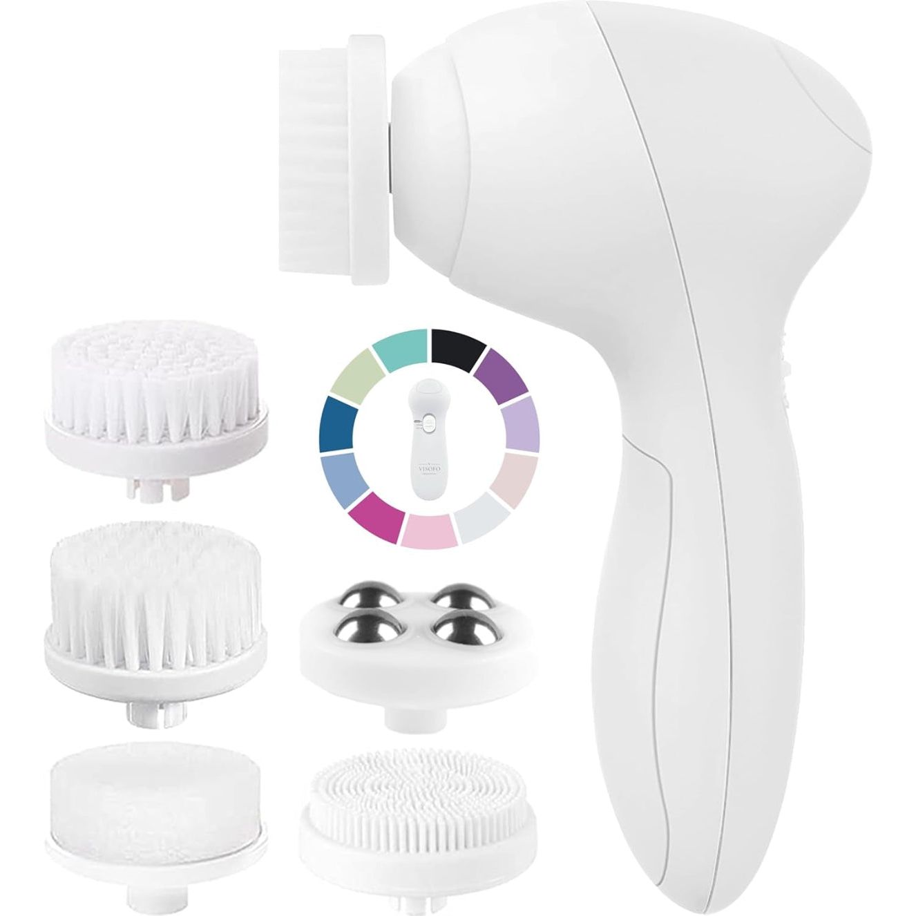Face Scrubber | Facial Cleansing Brush Exfoliator Skin Care Products Beauty Products Powered Electric Wash Exfoliating Spin Cleanser Cleaning Scrub Including 7 Heads (Opal)