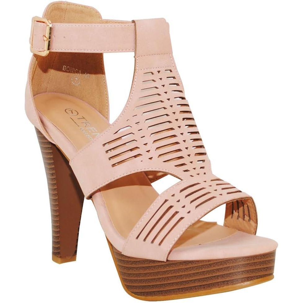 Open Toe Ankle Strap Sandal – Western Bootie Stacked Heel Open Toe Cutout Shoes