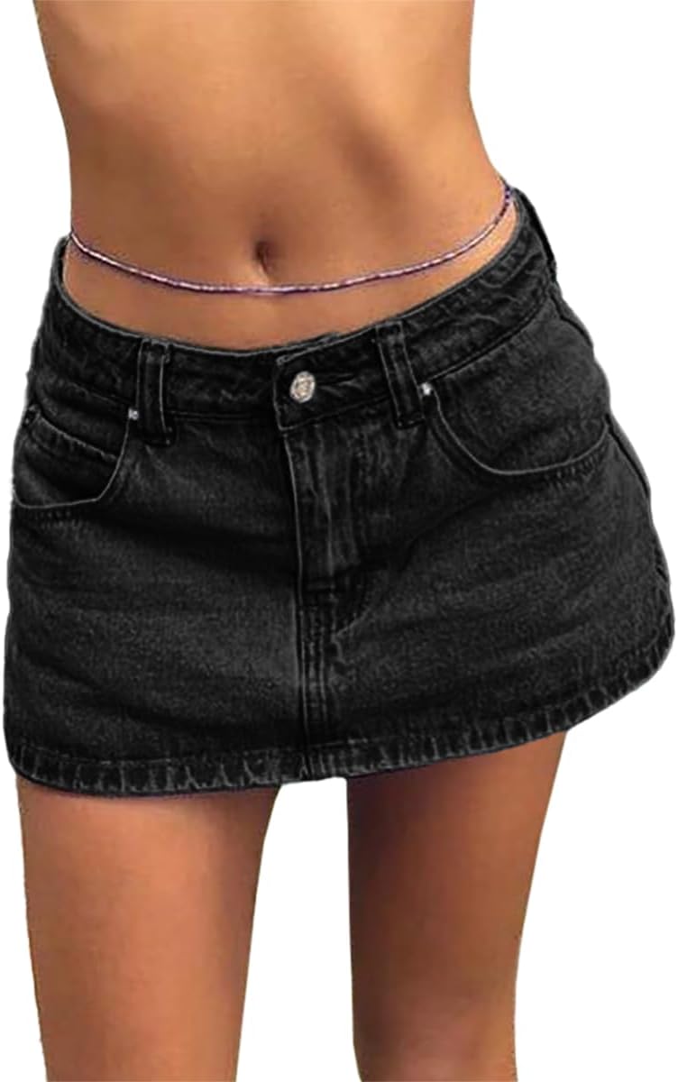 Skirts for Women Summer Vacation Mid/Low Rised Sexy Mini Dress 2025 Trendy Y2K Clothes Denim Skirt