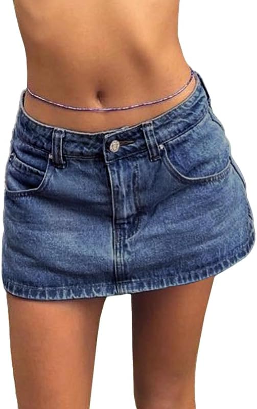 Skirts for Women Summer Vacation Mid/Low Rised Sexy Mini Dress 2025 Trendy Y2K Clothes Denim Skirt