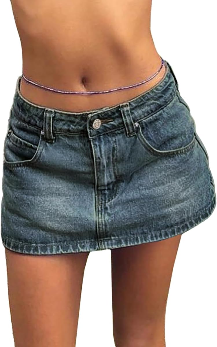 Skirts for Women Summer Vacation Mid/Low Rised Sexy Mini Dress 2025 Trendy Y2K Clothes Denim Skirt
