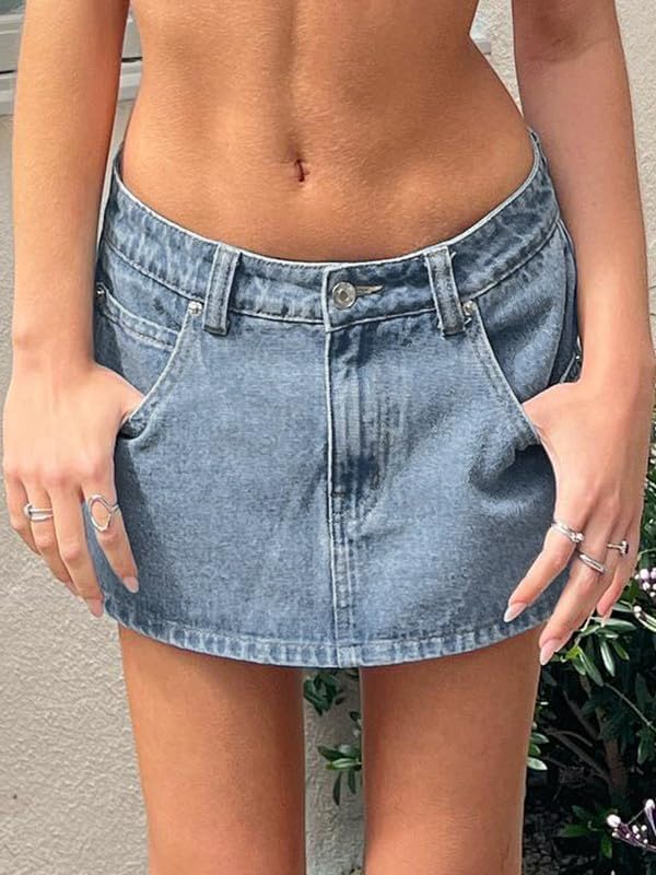 Skirts for Women Summer Vacation Mid/Low Rised Sexy Mini Dress 2025 Trendy Y2K Clothes Denim Skirt