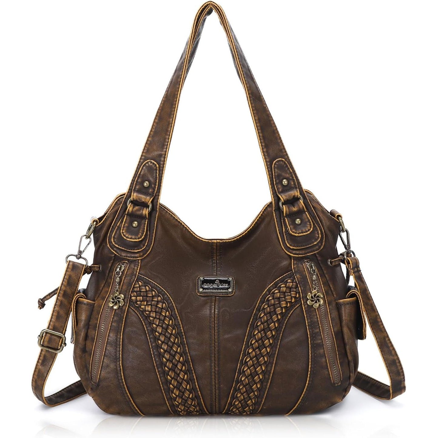Purses and Handbags Women Fashion Tote Bag Shoulder Bags Top Handle Satchel Purses Washed Synthetic Leather Handbag