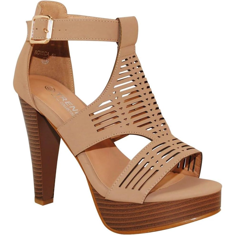 Open Toe Ankle Strap Sandal – Western Bootie Stacked Heel Open Toe Cutout Shoes