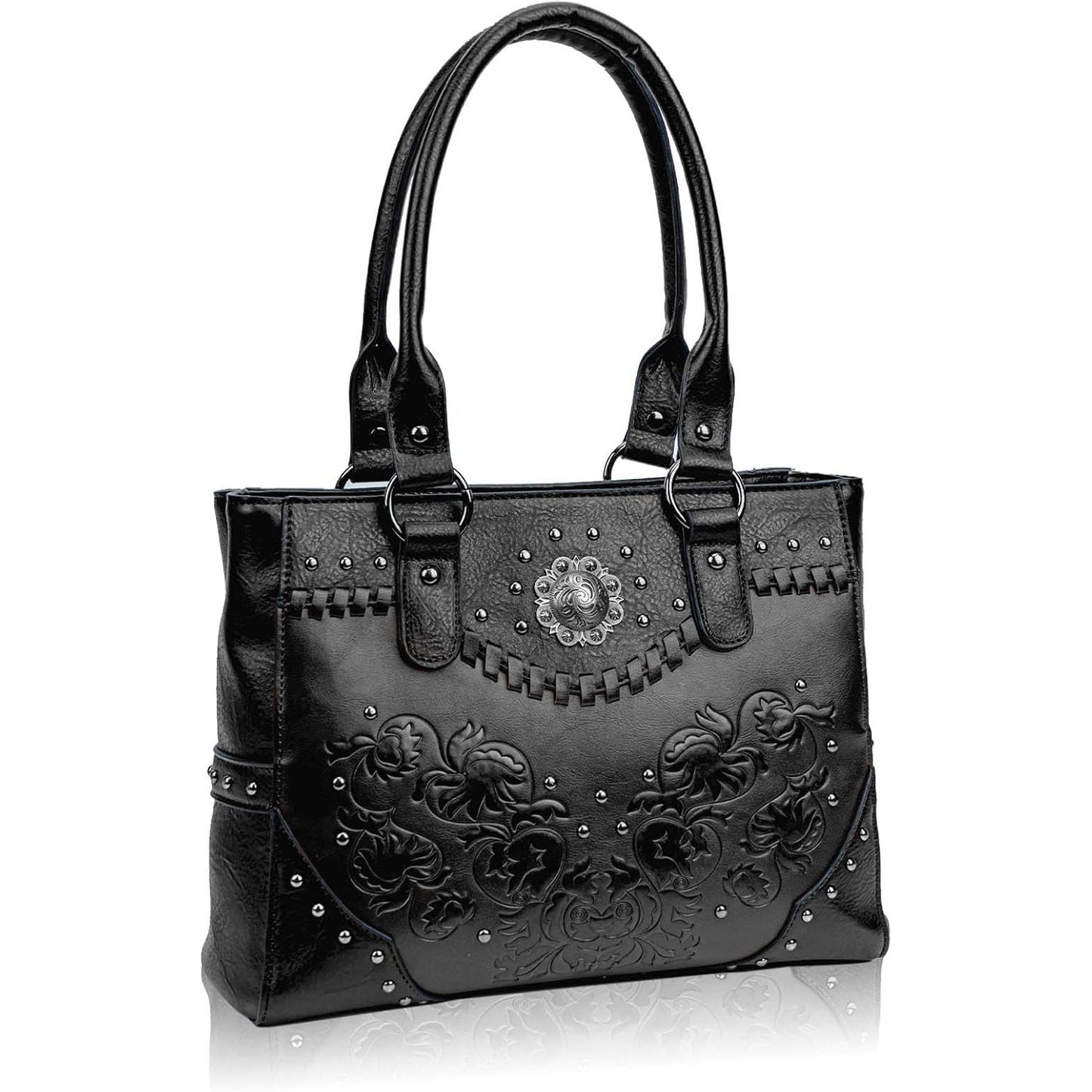 Tote Bag for Women Large Western Purse Ladies Top Handle Shoulder Handbags Vintage Embossed Concho Studs