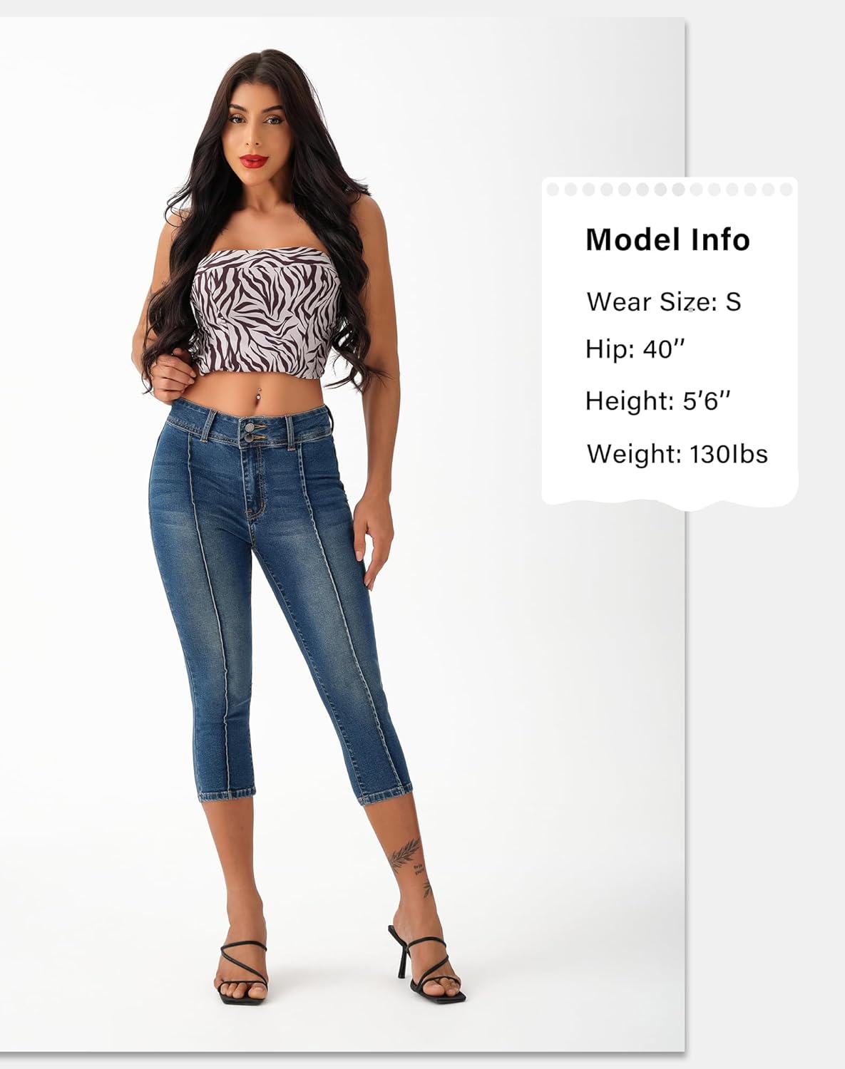 Women’S Capri Pants Trendy Mid Rise Skinny Stretchy Front Seam Denim Jeans