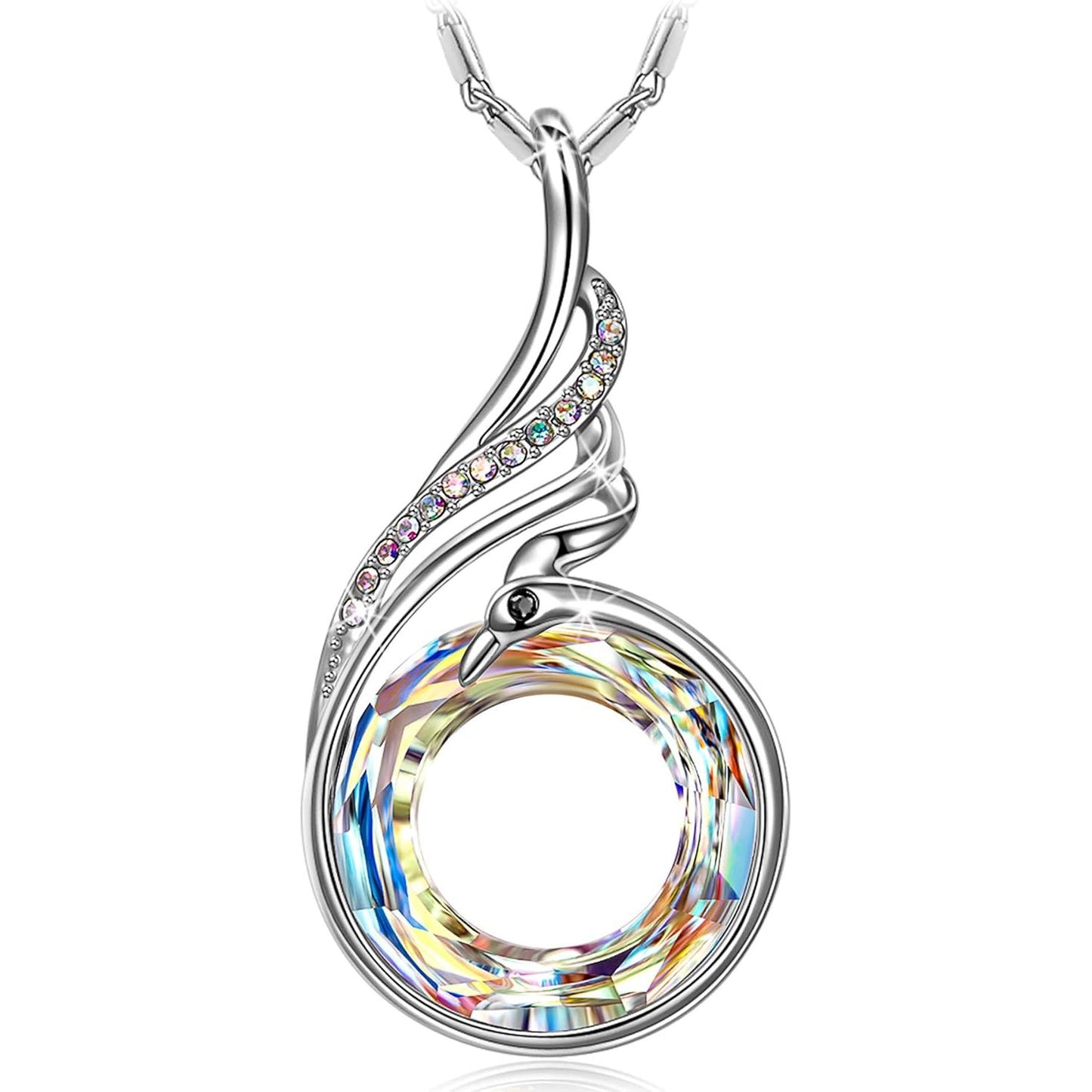 "Rise from the Ashes Phoenix Necklace Made with Crystals from Austria, 18"+2" Necklace, Packaged with Jewelry Box, Birthday Gift for Women, Symbol of Luck and Renewal