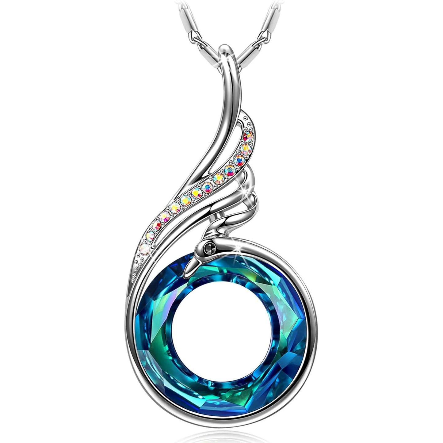 "Rise from the Ashes Phoenix Necklace Made with Crystals from Austria, 18"+2" Necklace, Packaged with Jewelry Box, Birthday Gift for Women, Symbol of Luck and Renewal