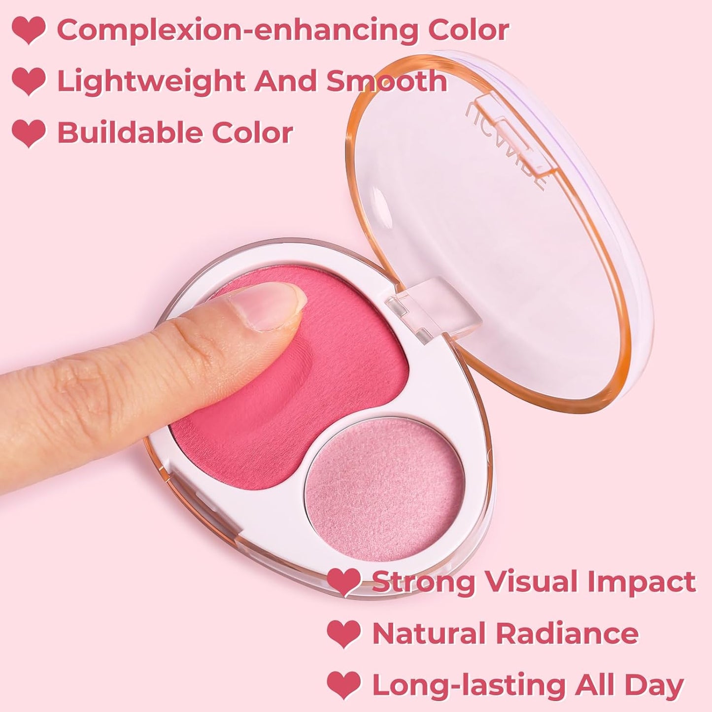 Cream Dual Blush for Cheeks: Lightweight Buildable Highlighter and Blush Palette - Smooth Natural Makeup Blush - Long-Lasting All-Day Face Contour Blush(01#Lemonade)