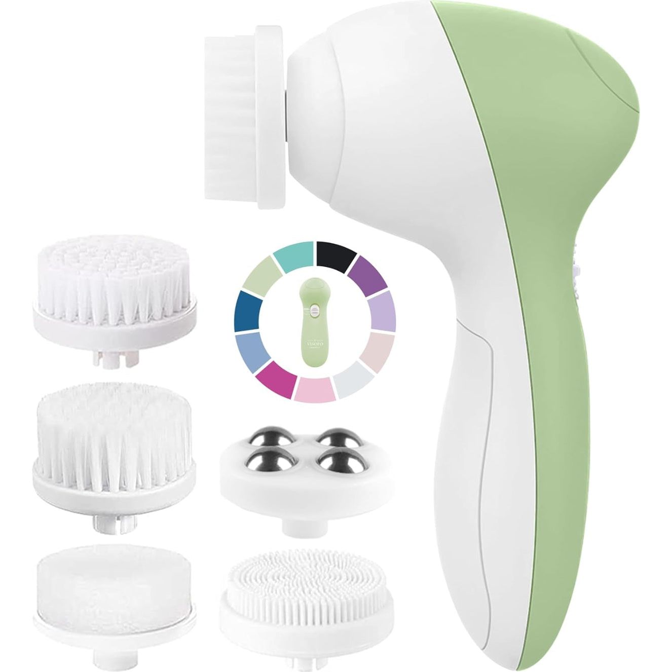 Face Scrubber | Facial Cleansing Brush Exfoliator Skin Care Products Beauty Products Powered Electric Wash Exfoliating Spin Cleanser Cleaning Scrub Including 7 Heads (Opal)