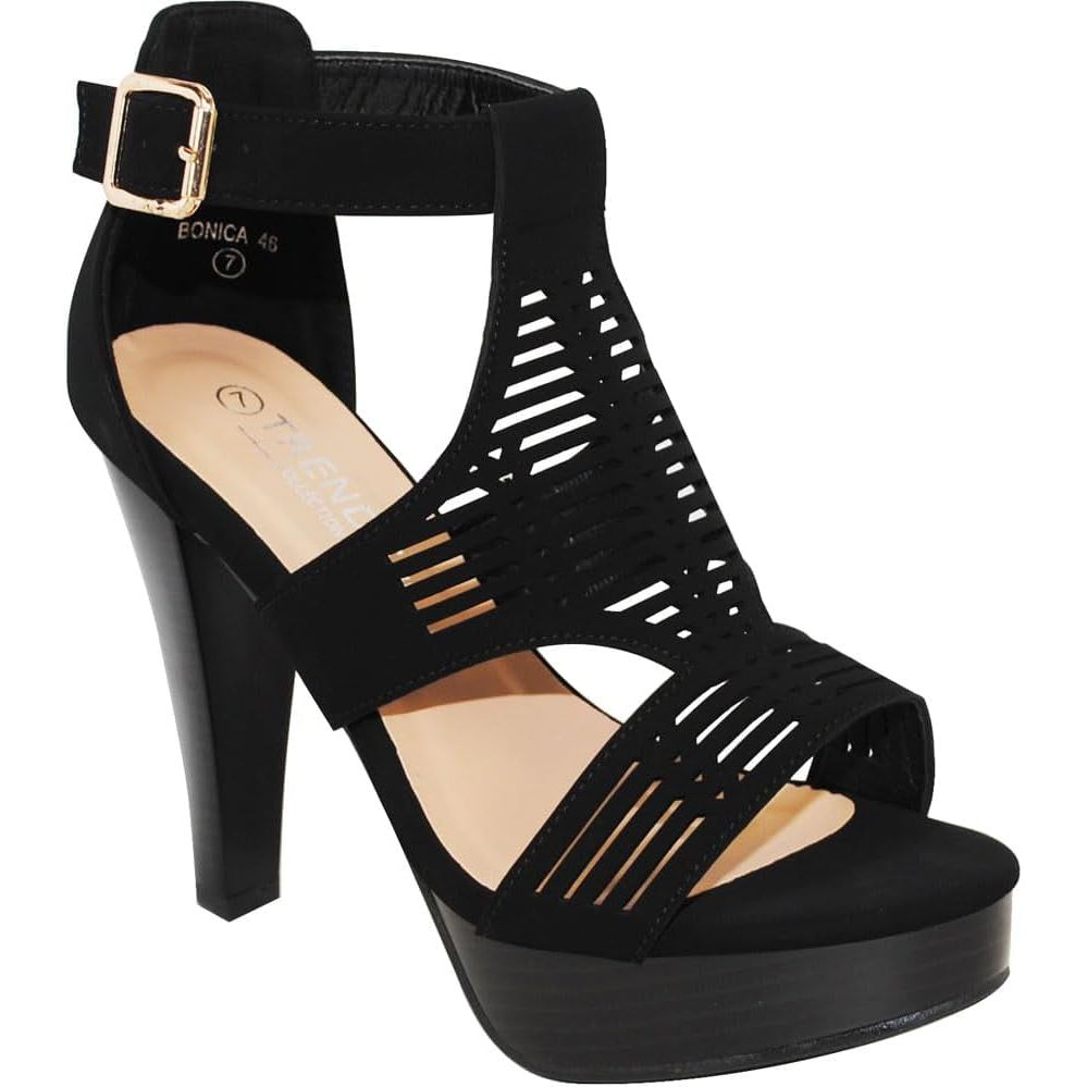 Open Toe Ankle Strap Sandal – Western Bootie Stacked Heel Open Toe Cutout Shoes