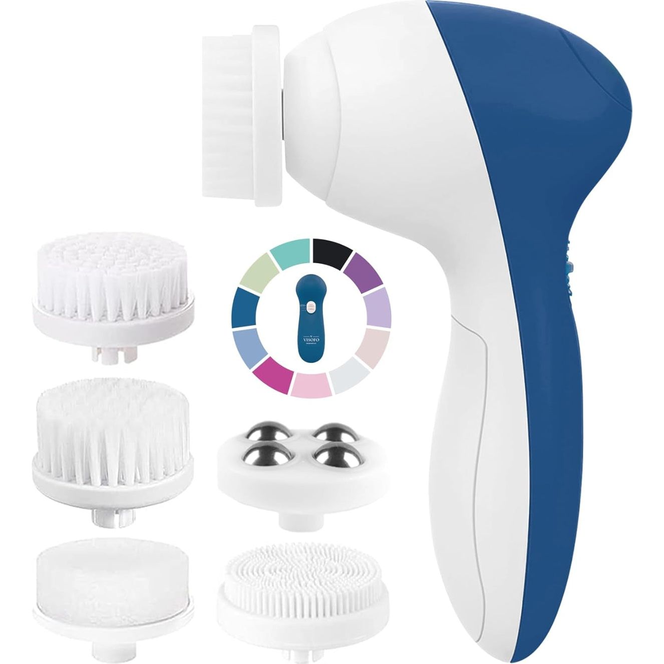 Face Scrubber | Facial Cleansing Brush Exfoliator Skin Care Products Beauty Products Powered Electric Wash Exfoliating Spin Cleanser Cleaning Scrub Including 7 Heads (Opal)
