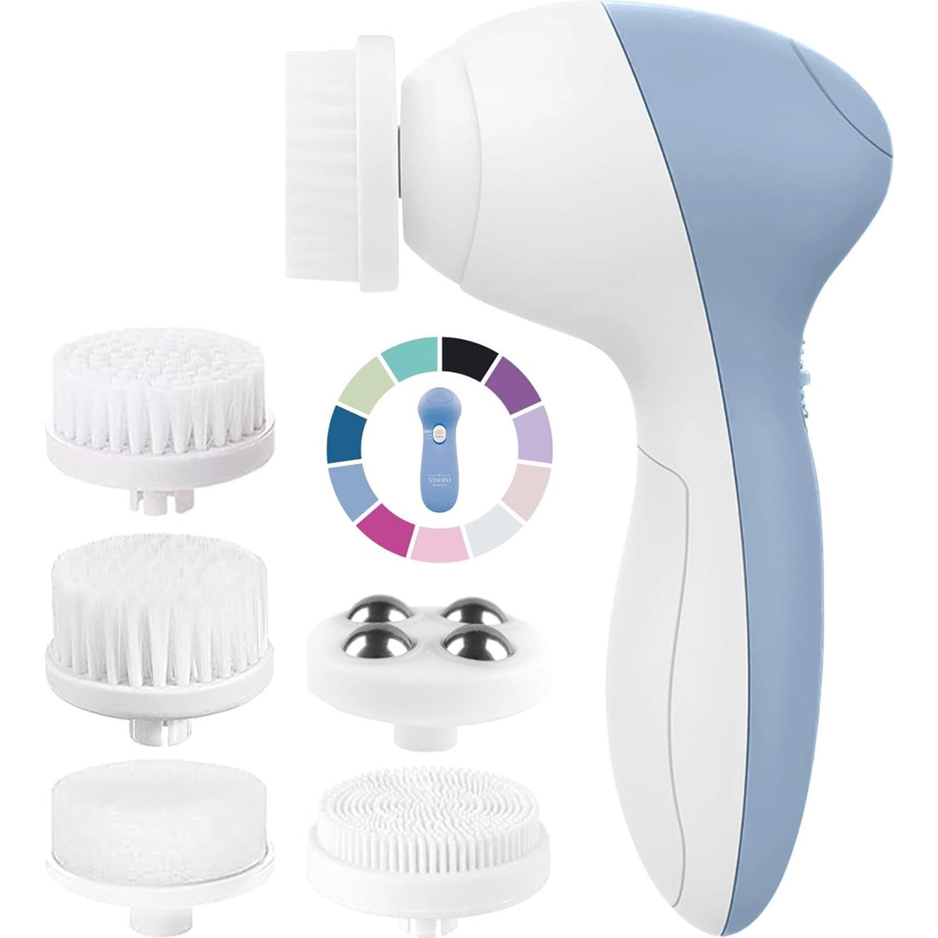 Face Scrubber | Facial Cleansing Brush Exfoliator Skin Care Products Beauty Products Powered Electric Wash Exfoliating Spin Cleanser Cleaning Scrub Including 7 Heads (Opal)