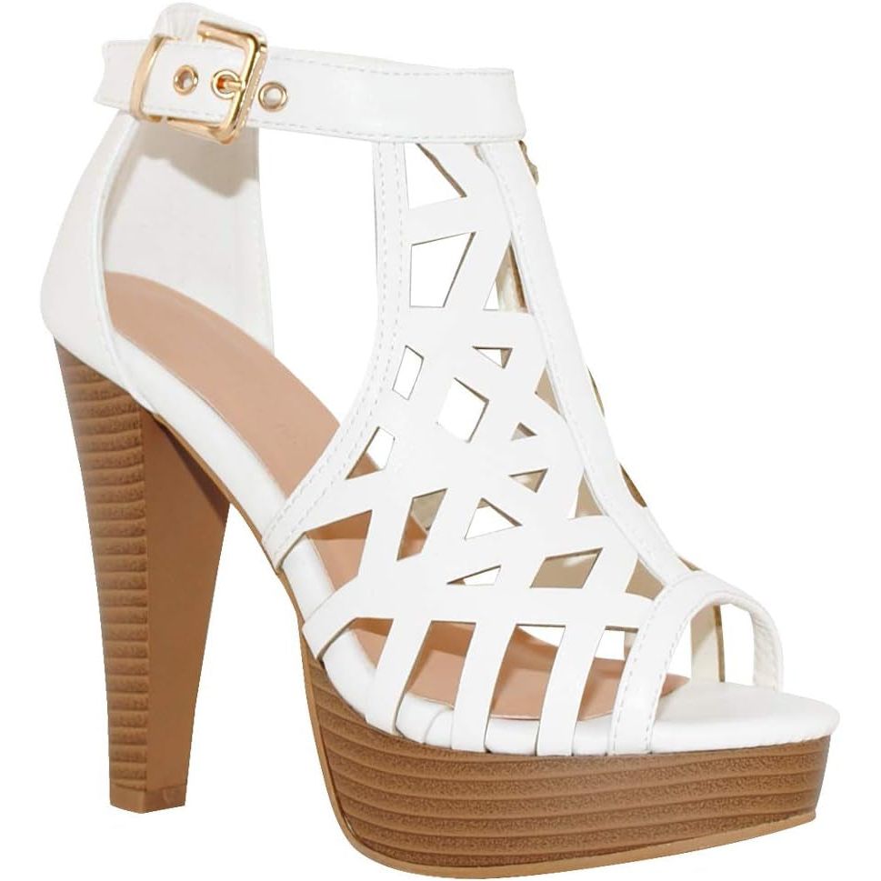 Open Toe Ankle Strap Sandal – Western Bootie Stacked Heel Open Toe Cutout Shoes