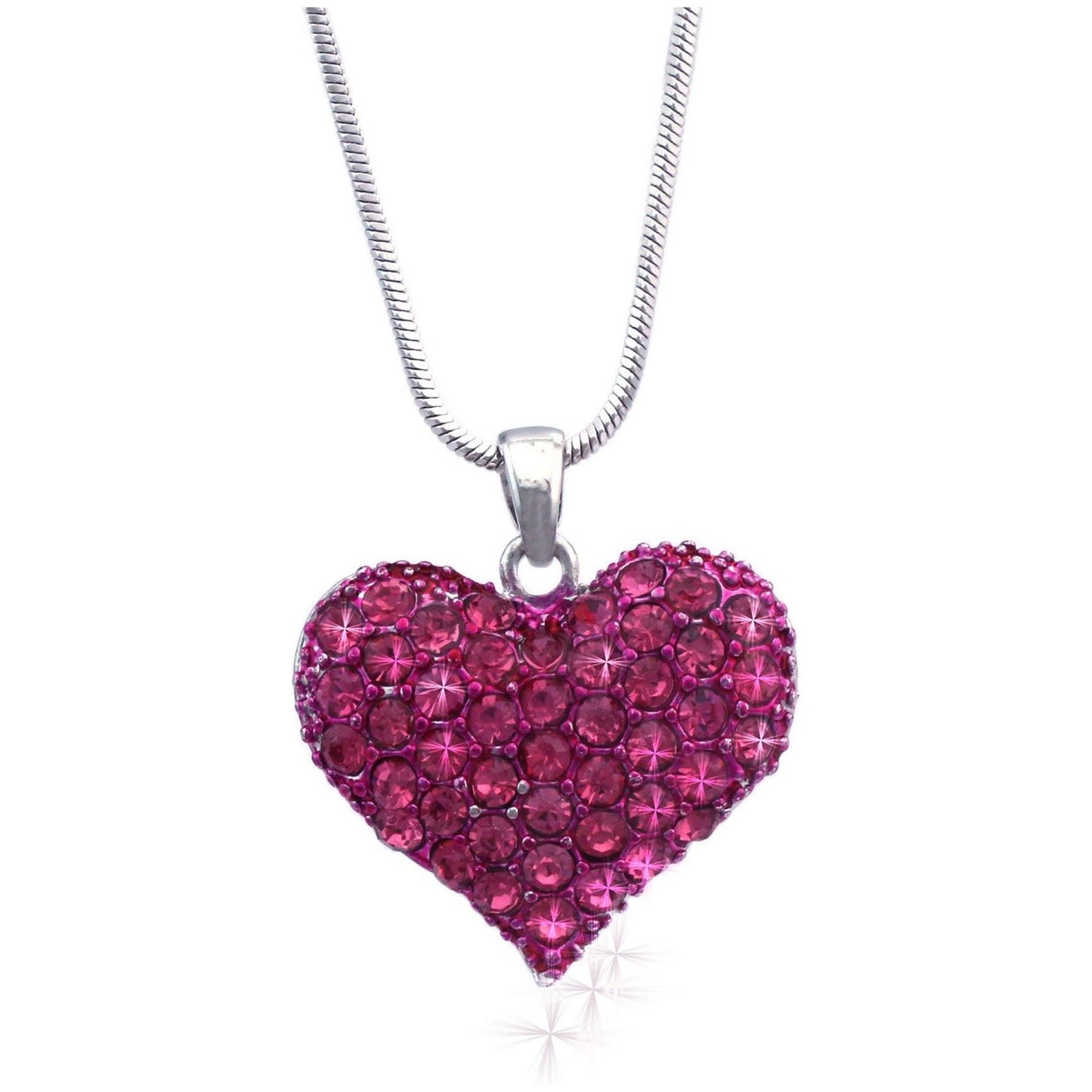 Red Crystal 3D Heart Pendant Necklace - Beauty Oasis - Beauty Oasis