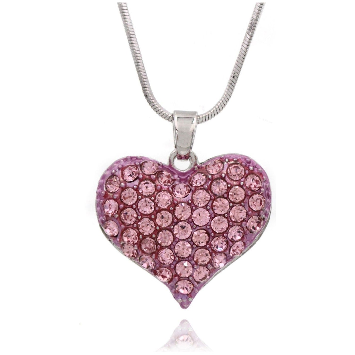 Red Crystal 3D Heart Pendant Necklace - Beauty Oasis - Beauty Oasis