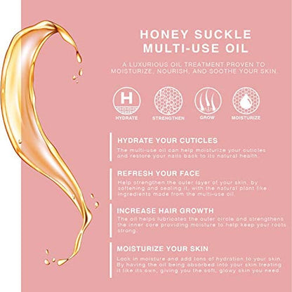 Revitalize Your Beauty Routine with Honey Suckle Multi-Use Face, Body & Hair Oil - Hydrates, Restores Shine & Nourishes with Apricot, Coconut Oil & Vitamin E - 4 Fl Oz