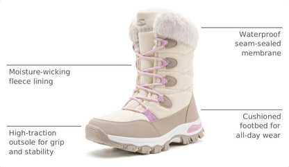 Stylish Women's Waterproof Winter Snow Boots - Lightweight, Warm, and Faux Fur Lined Mid-Calf Booties