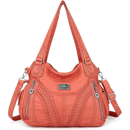 Purses and Handbags Women Fashion Tote Bag Shoulder Bags Top Handle Satchel Purses Washed Synthetic Leather Handbag