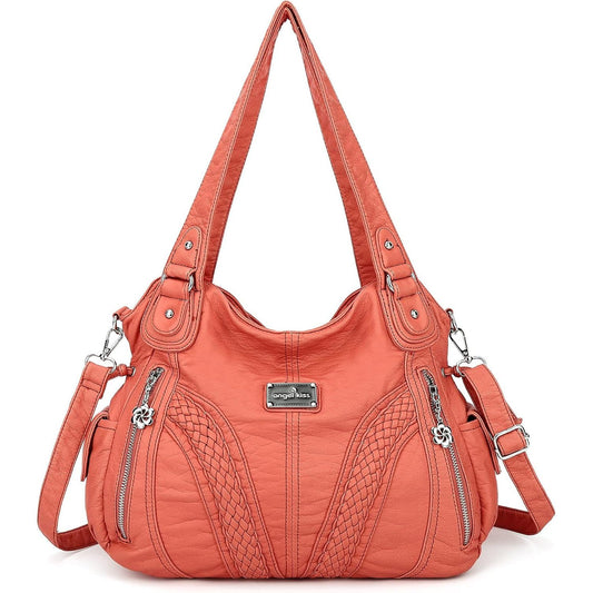 Purses and Handbags Women Fashion Tote Bag Shoulder Bags Top Handle Satchel Purses Washed Synthetic Leather Handbag