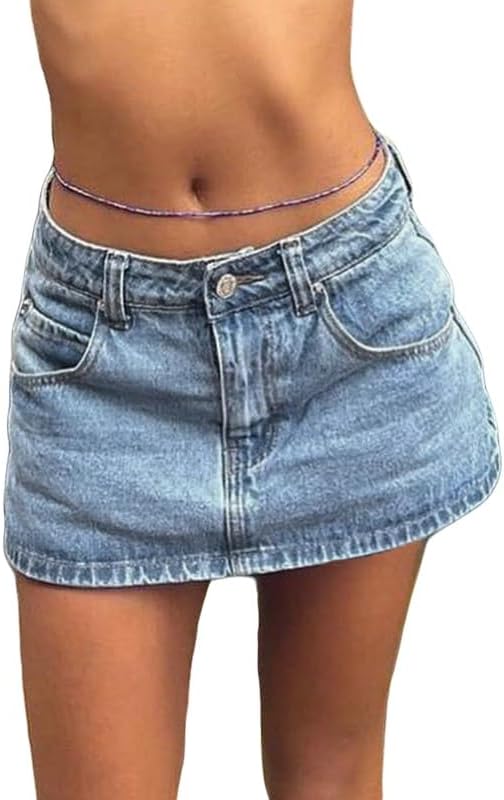 Skirts for Women Summer Vacation Mid/Low Rised Sexy Mini Dress 2025 Trendy Y2K Clothes Denim Skirt