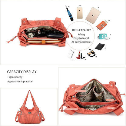 Purses and Handbags Women Fashion Tote Bag Shoulder Bags Top Handle Satchel Purses Washed Synthetic Leather Handbag