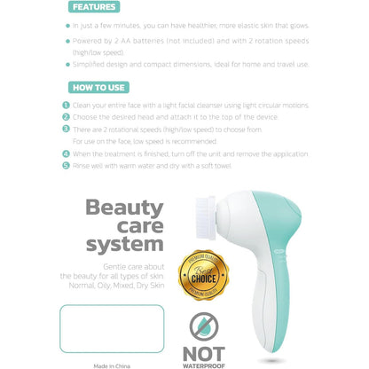 Face Scrubber | Facial Cleansing Brush Exfoliator Skin Care Products Beauty Products Powered Electric Wash Exfoliating Spin Cleanser Cleaning Scrub Including 7 Heads (Opal)