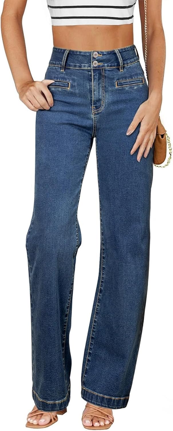 Women’s High-Waisted Straight-Leg Stretch Jeans