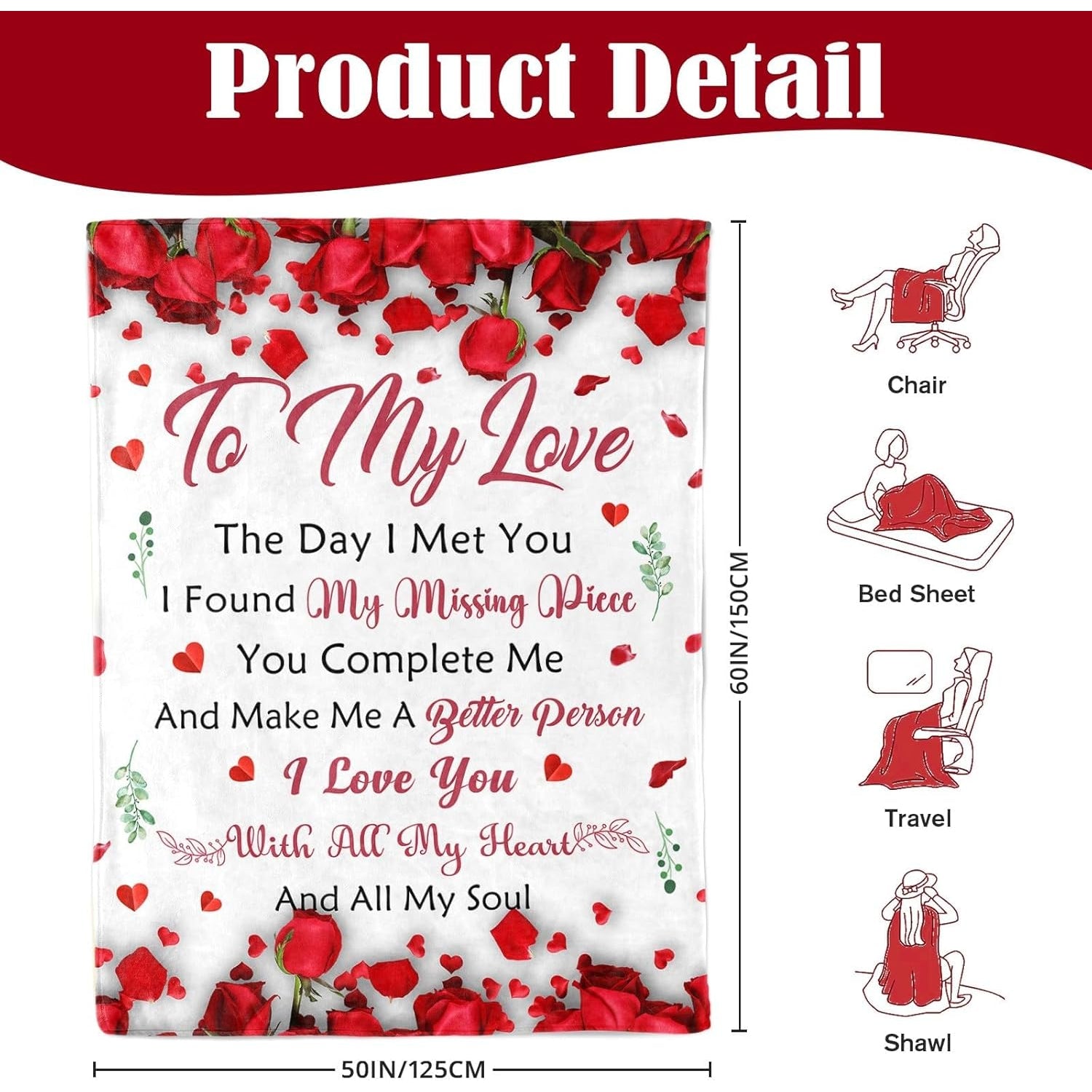 Valentines Day Gifts for Her - Gifts for Her Wife Girlfriend - to My Love Blanket - Anniversary Romantic Gift for Women - I Love You Gift for Her - Wife Girlfriend Birthday Present Ideas - 50"X60"