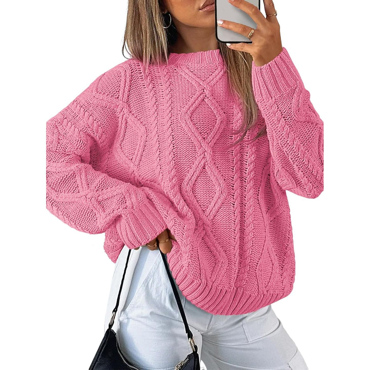 Trendy Queen Women’s Oversized Cable Knit Sweater