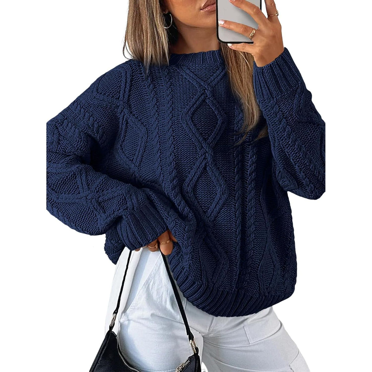 Trendy Queen Women’s Oversized Cable Knit Sweater