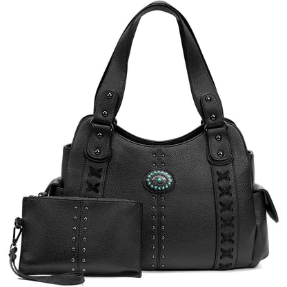 Tote Bag for Women Large Western Purse Ladies Top Handle Shoulder Handbags Vintage Embossed Concho Studs