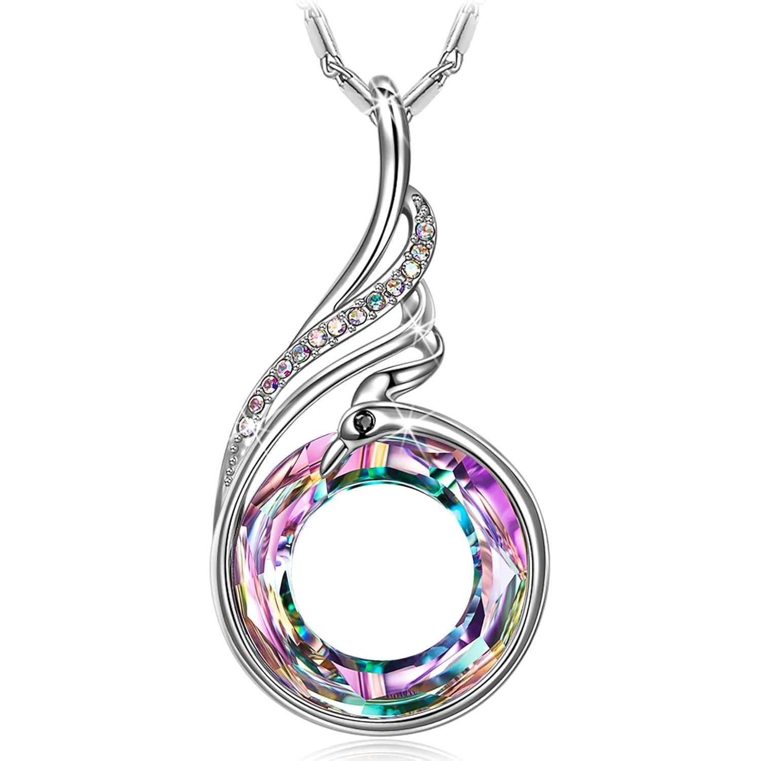 "Rise from the Ashes Phoenix Necklace Made with Crystals from Austria, 18"+2" Necklace, Packaged with Jewelry Box, Birthday Gift for Women, Symbol of Luck and Renewal