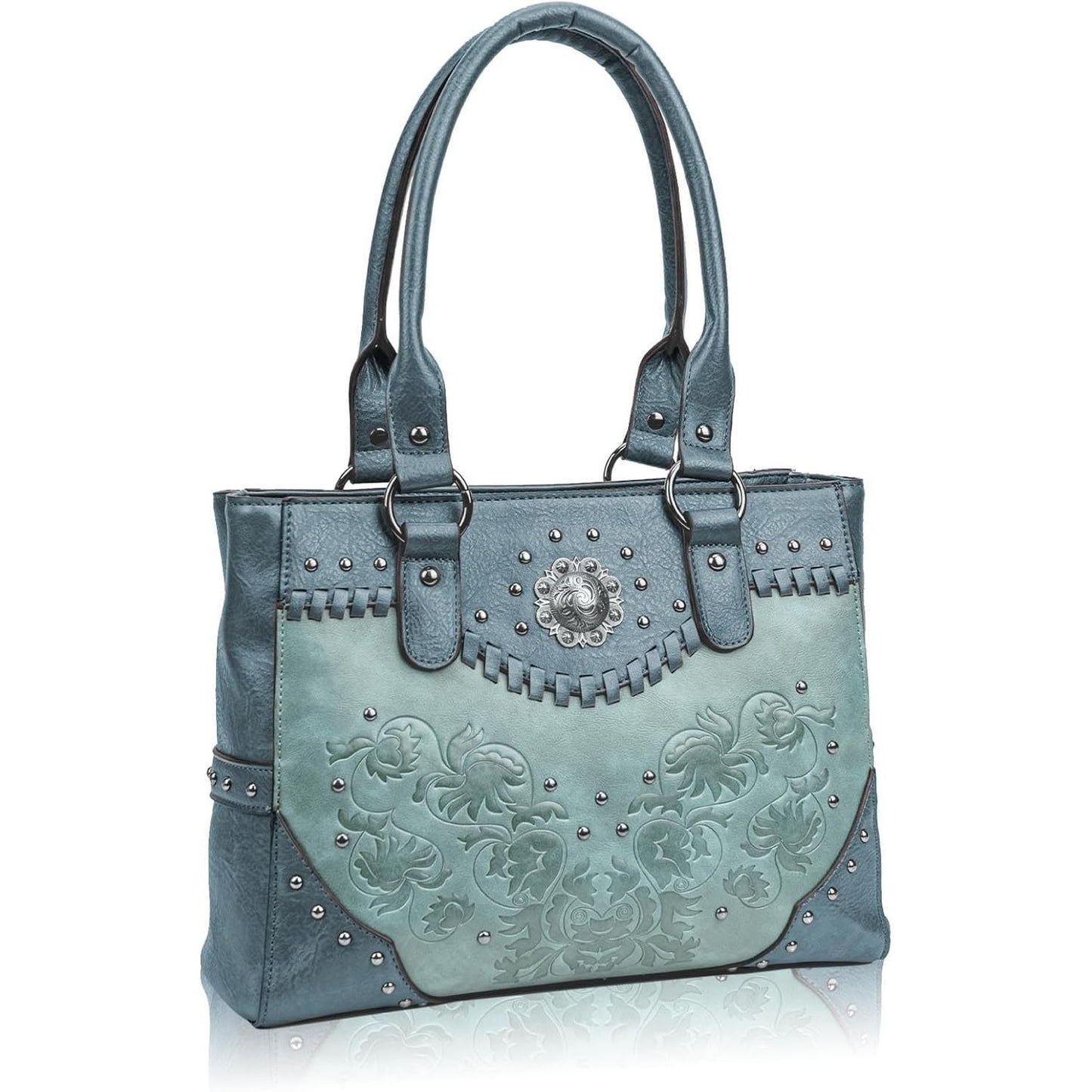 Tote Bag for Women Large Western Purse Ladies Top Handle Shoulder Handbags Vintage Embossed Concho Studs