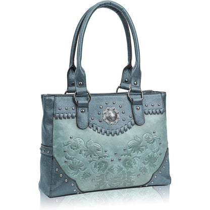 Tote Bag for Women Large Western Purse Ladies Top Handle Shoulder Handbags Vintage Embossed Concho Studs