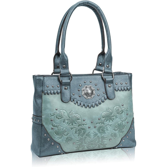 Tote Bag for Women Large Western Purse Ladies Top Handle Shoulder Handbags Vintage Embossed Concho Studs