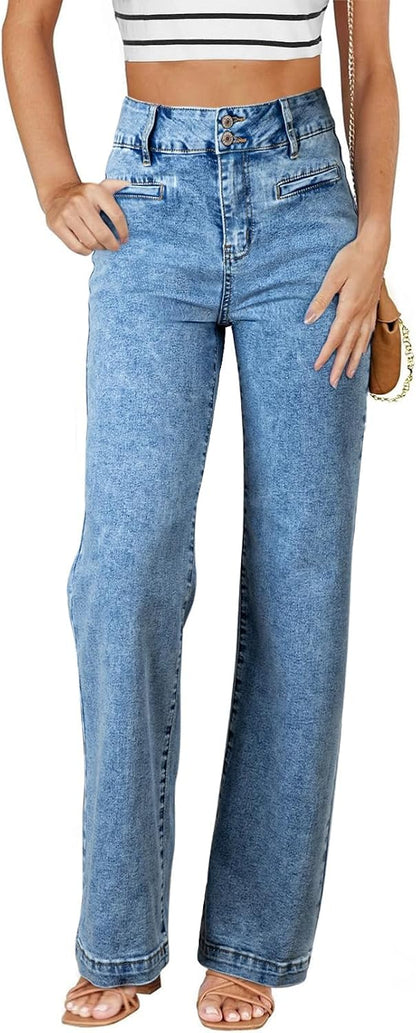 Women’s High-Waisted Straight-Leg Stretch Jeans