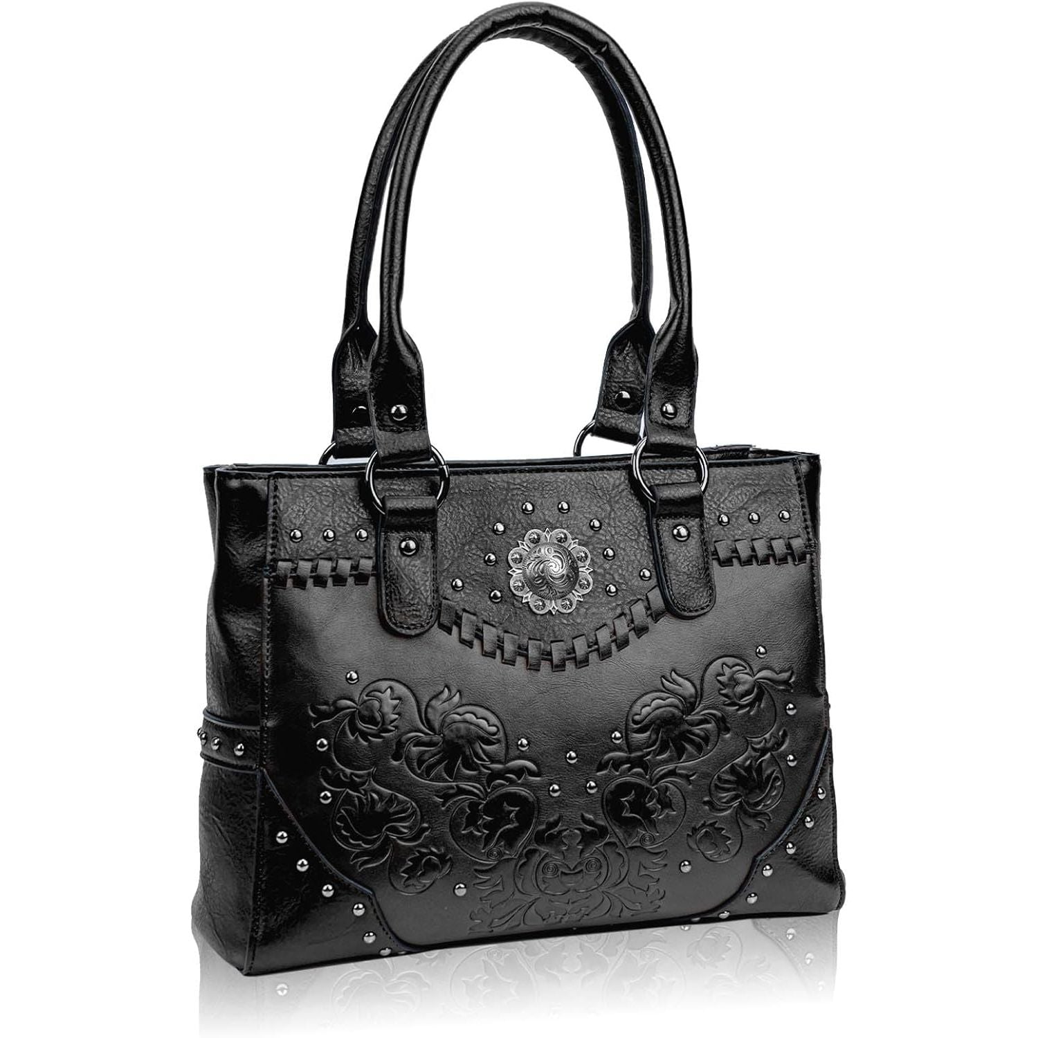 Tote Bag for Women Large Western Purse Ladies Top Handle Shoulder Handbags Vintage Embossed Concho Studs