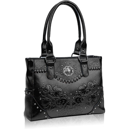 Tote Bag for Women Large Western Purse Ladies Top Handle Shoulder Handbags Vintage Embossed Concho Studs
