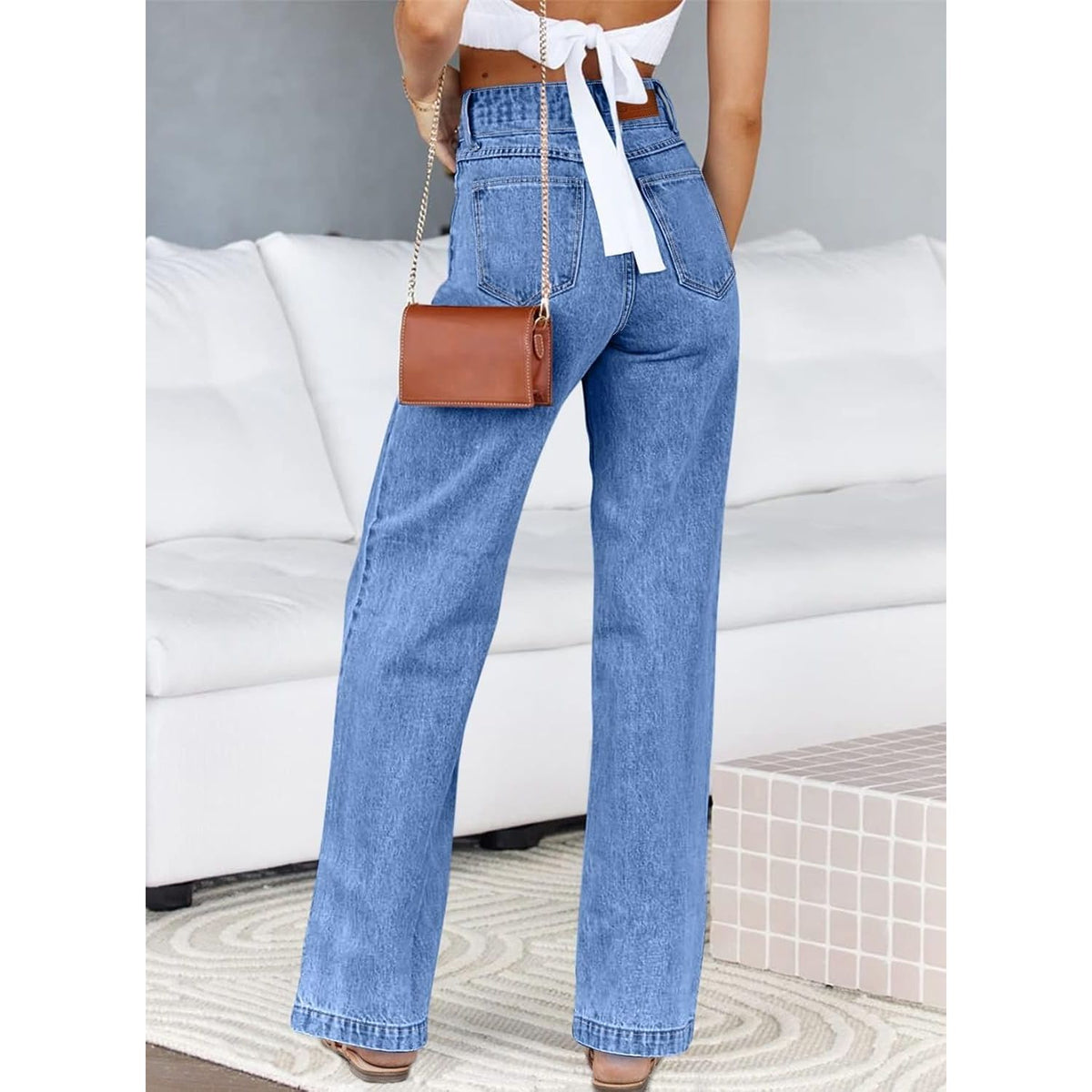 Women’s High-Waisted Straight-Leg Stretch Jeans