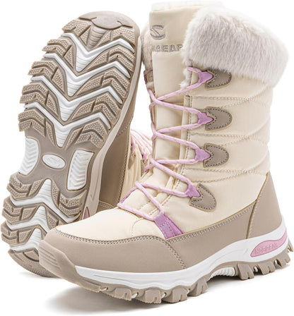 Stylish Women's Waterproof Winter Snow Boots - Lightweight, Warm, and Faux Fur Lined Mid-Calf Booties