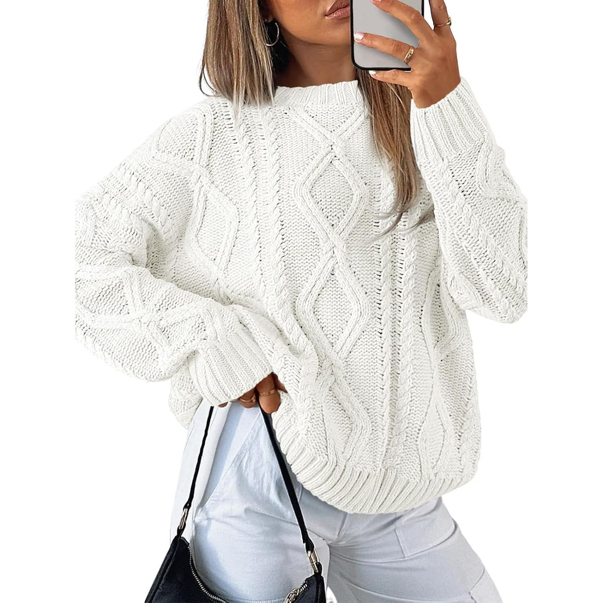 Trendy Queen Women’s Oversized Cable Knit Sweater