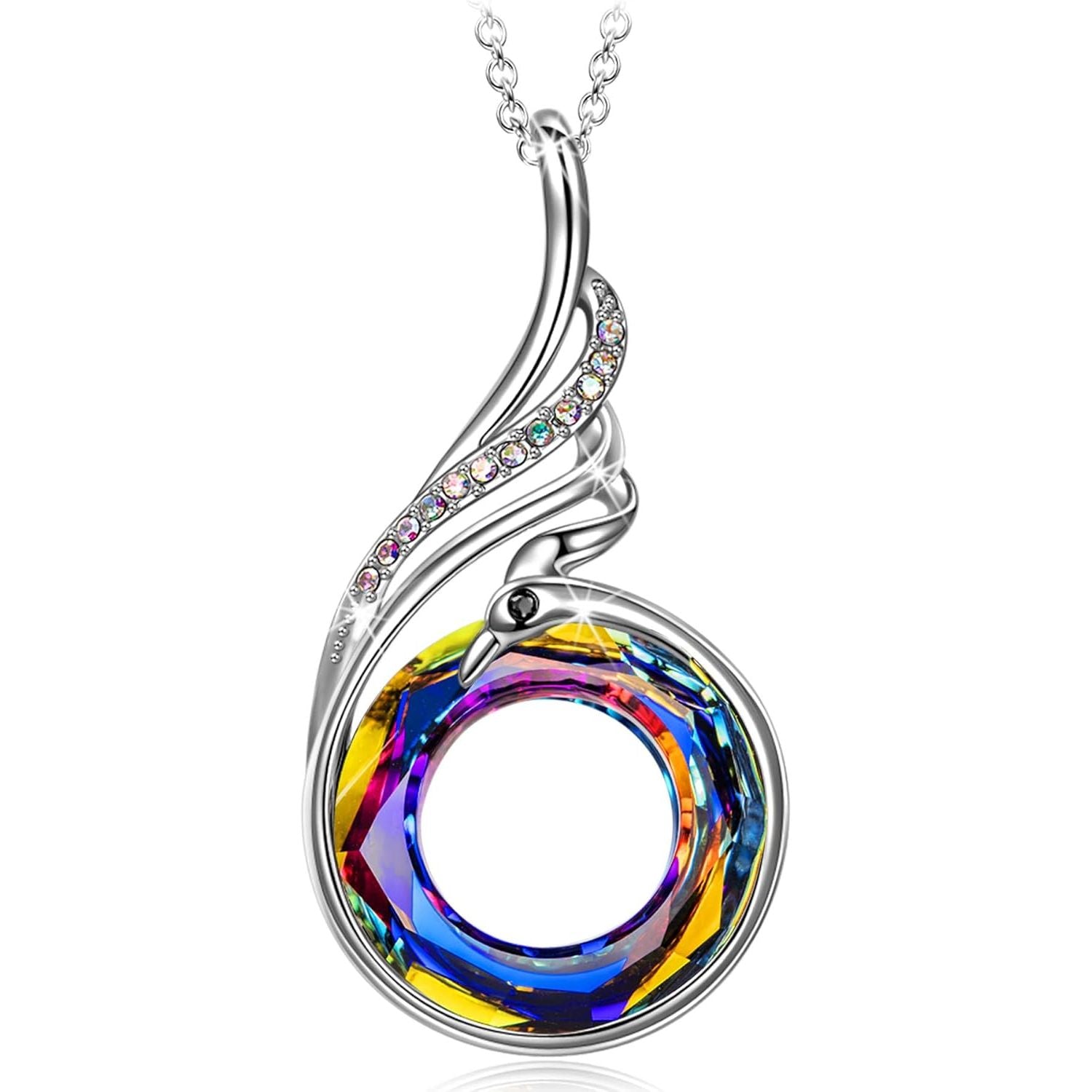 "Rise from the Ashes Phoenix Necklace Made with Crystals from Austria, 18"+2" Necklace, Packaged with Jewelry Box, Birthday Gift for Women, Symbol of Luck and Renewal