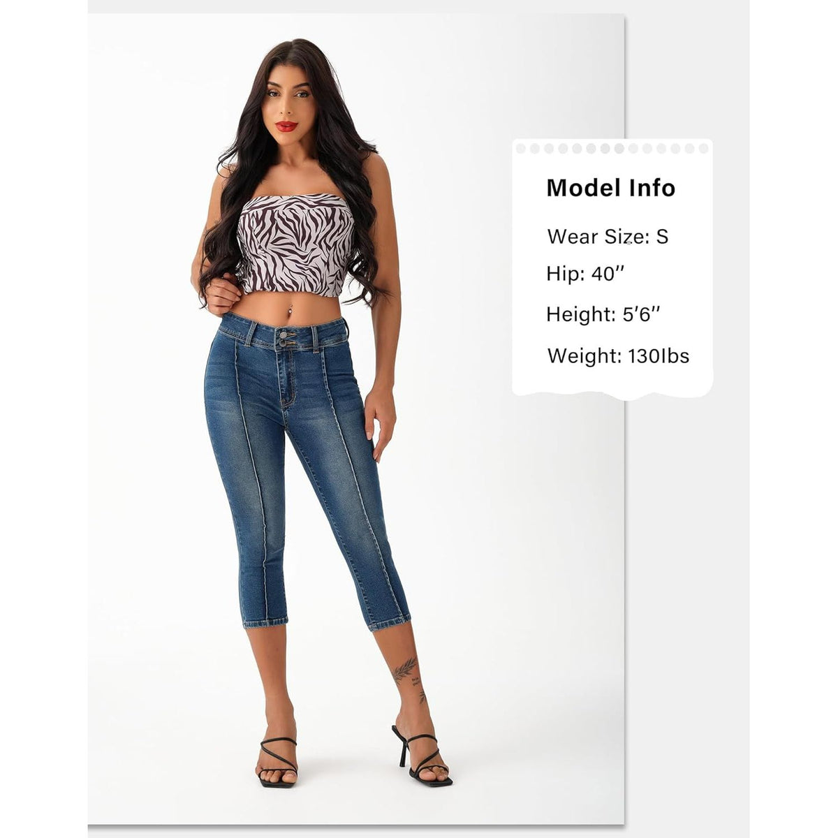 Women’S Capri Pants Trendy Mid Rise Skinny Stretchy Front Seam Denim Jeans