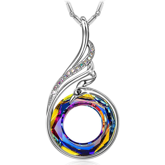 "Rise from the Ashes Phoenix Necklace Made with Crystals from Austria, 18"+2" Necklace, Packaged with Jewelry Box, Birthday Gift for Women, Symbol of Luck and Renewal