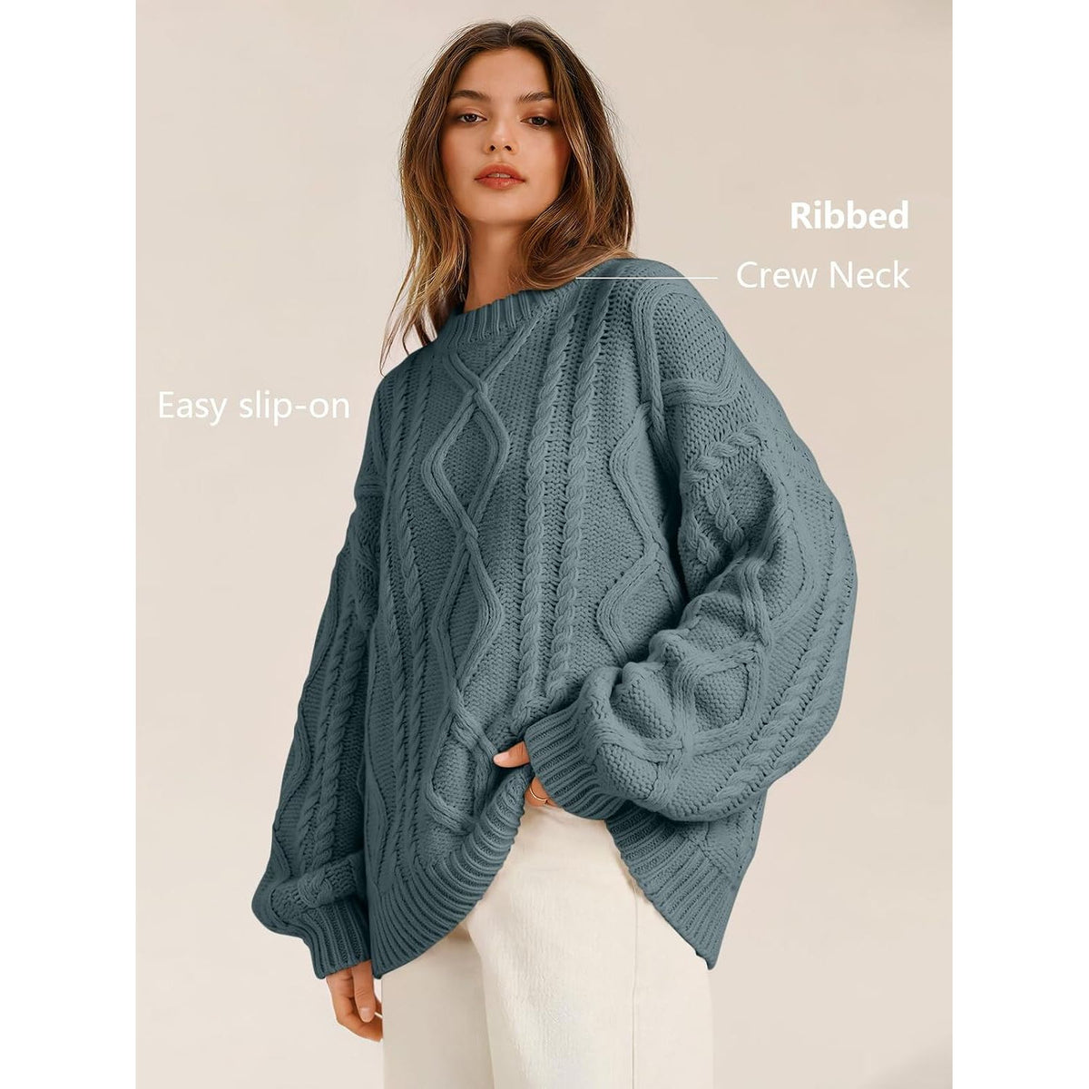 Trendy Queen Women’s Oversized Cable Knit Sweater