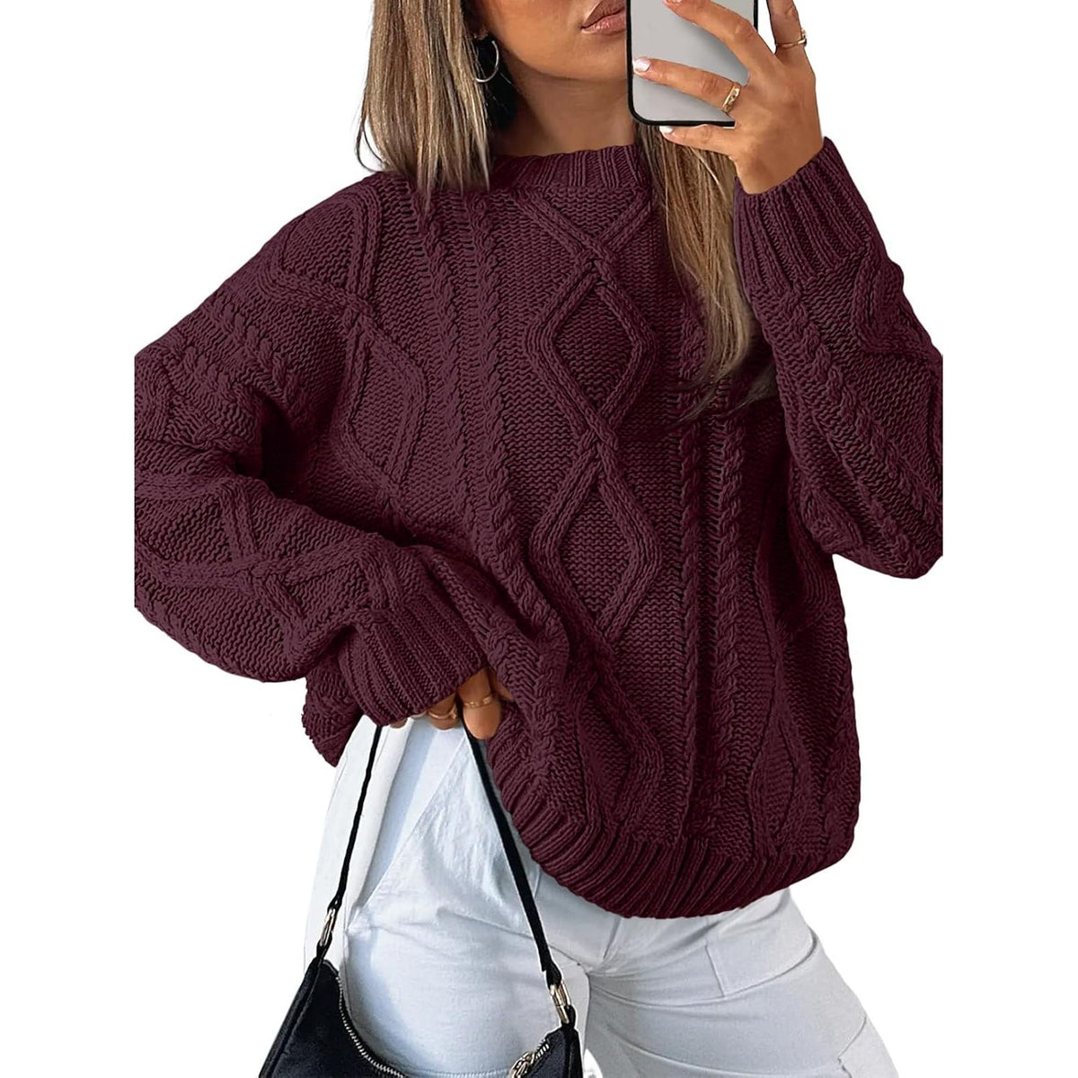 Trendy Queen Women’s Oversized Cable Knit Sweater